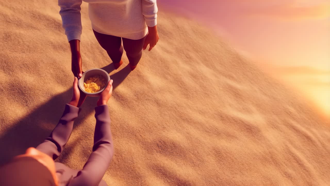 Offering food in the desert