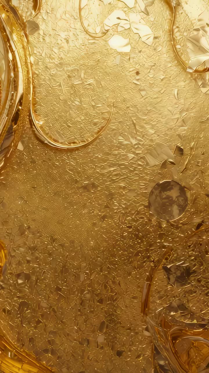 Vertical video: Sliding camera showing golden spiral on gold panel, showing inner loops, copy space