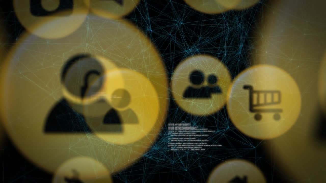 Drivende gylden cirkel afslører familieikon, blegnende gruppe eller vogn, mens rullende kode viser dataflow.