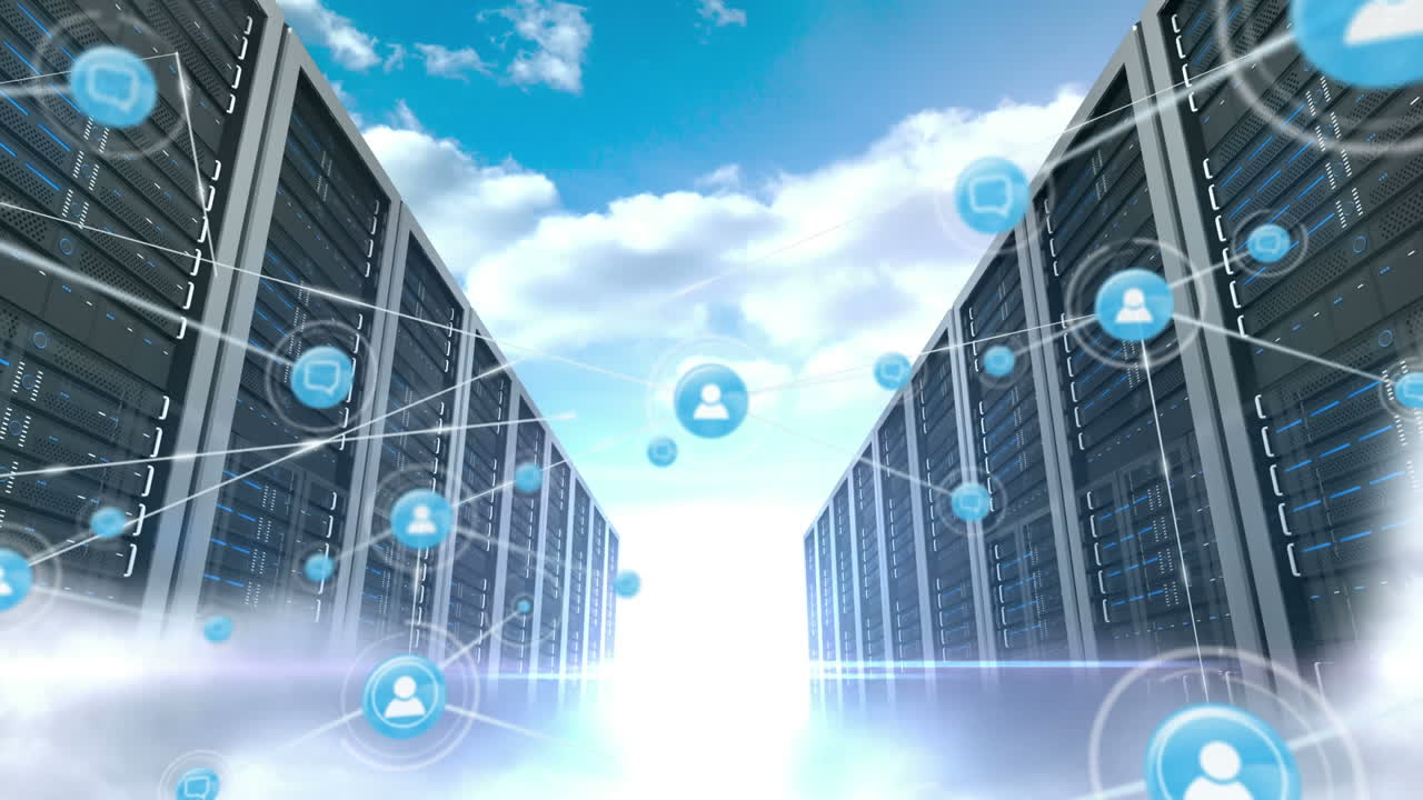 animación de la red de conexiones con los iconos de las personas