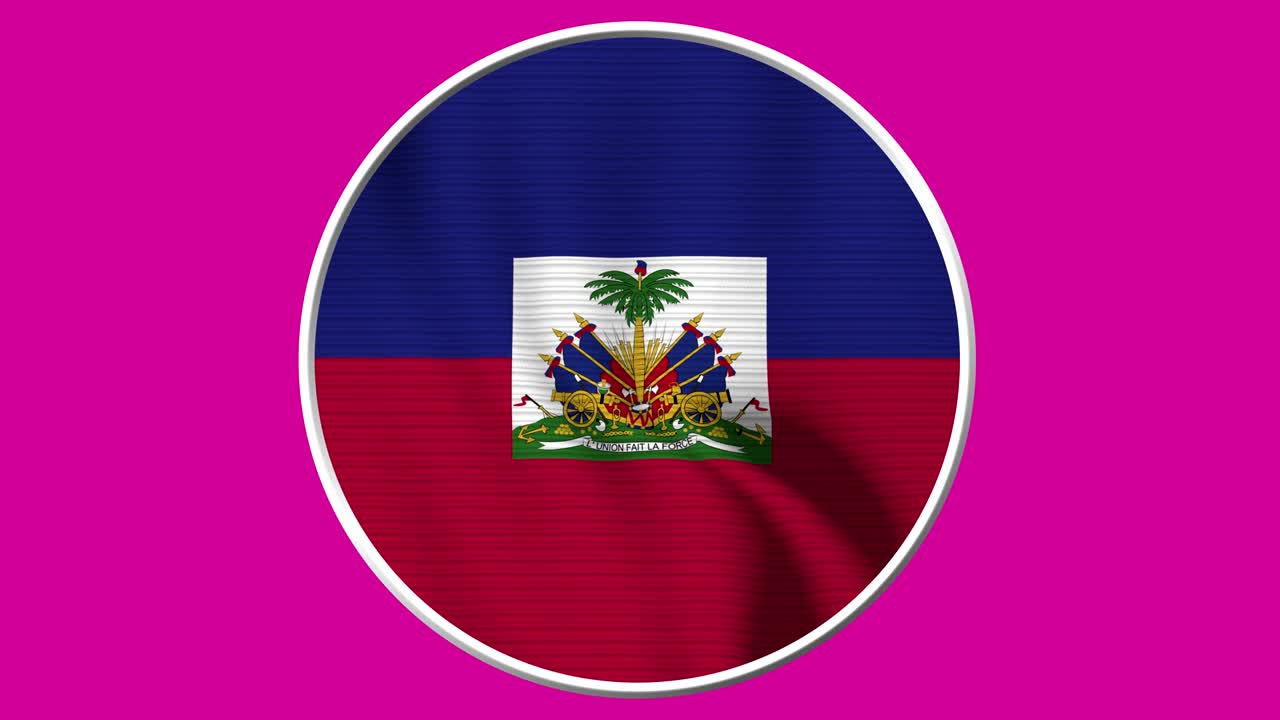 Haiti Circular Flag Loop - Realistic 4K flag waving in the wind