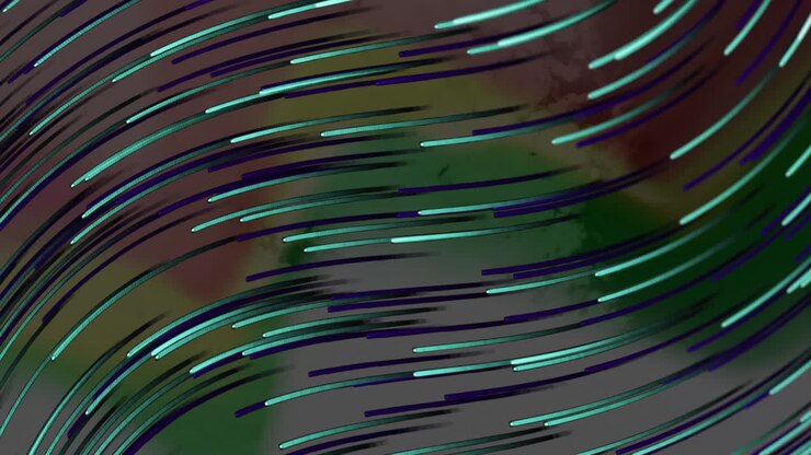 Animation of glowing light trails moving over black background