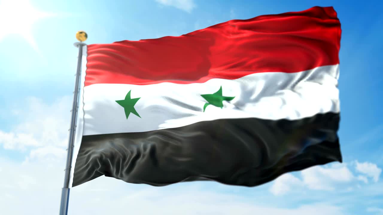 bandera de siria bucle sin costuras vídeo de renderización 3d. hermoso bucle de tela textil agitando