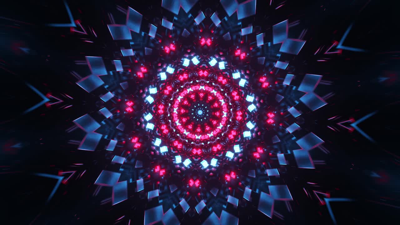 Design astratto rosso e nero con motivo circolare. Kaleidoscope VJ loop