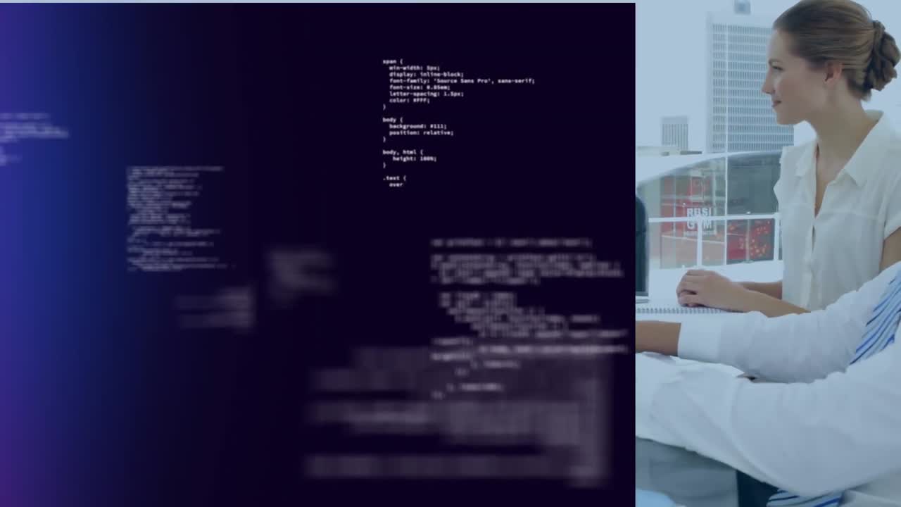 Animation of data processing over diverse business people