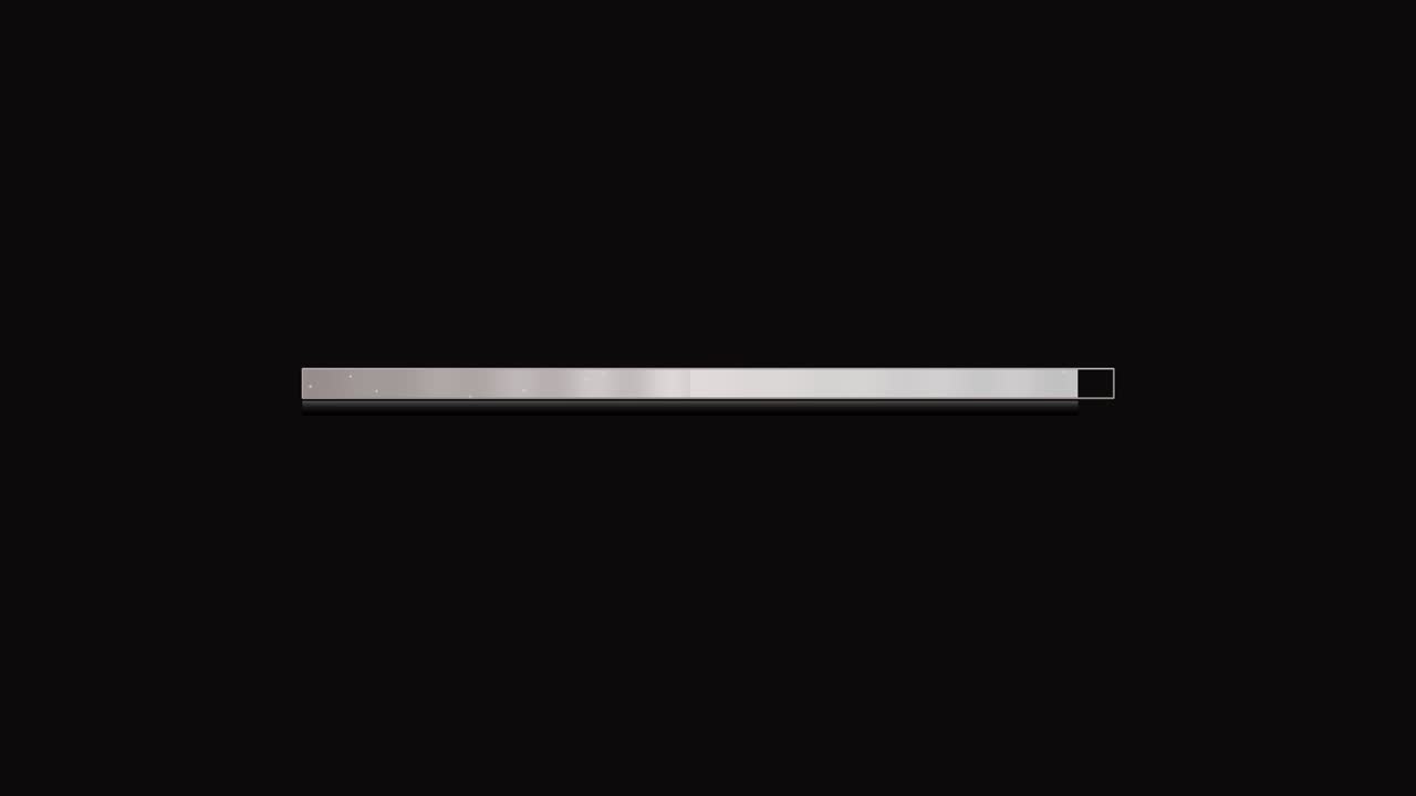 A loading bar displays a minimalist design on a black background. It serves as a tool for video creators to indicate progress while content loads or processes in video production or streaming