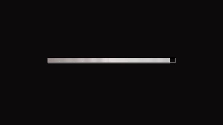 A loading bar displays a minimalist design on a black background. It serves as a tool for video creators to indicate progress while content loads or processes in video production or streaming