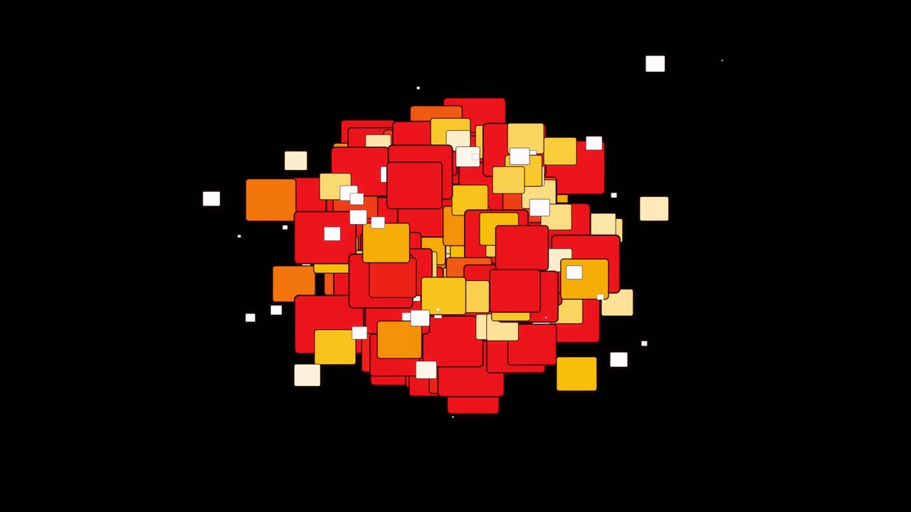 una nube de partículas de caja que emite constantemente nuevas partículas con forma de rectángulo