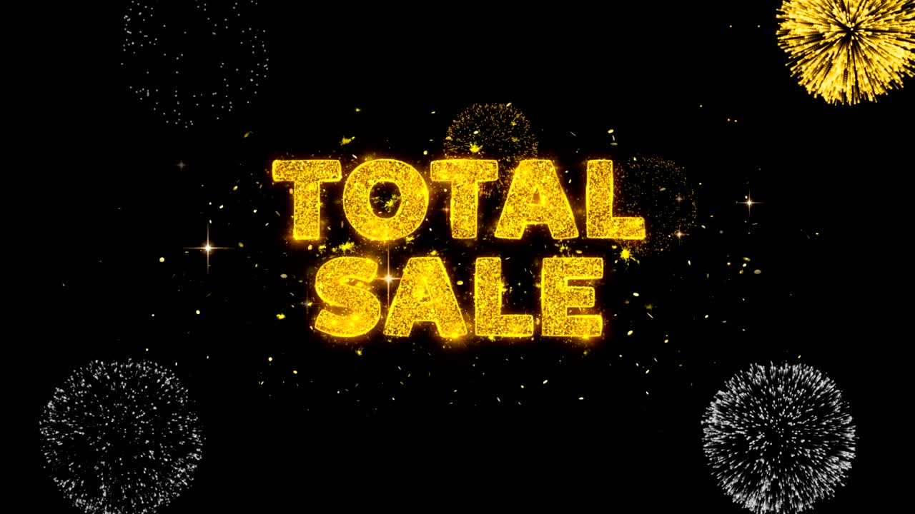 전체 판매 텍스트는 반이는 황금 입자 불꽃놀이에 나타납니다.