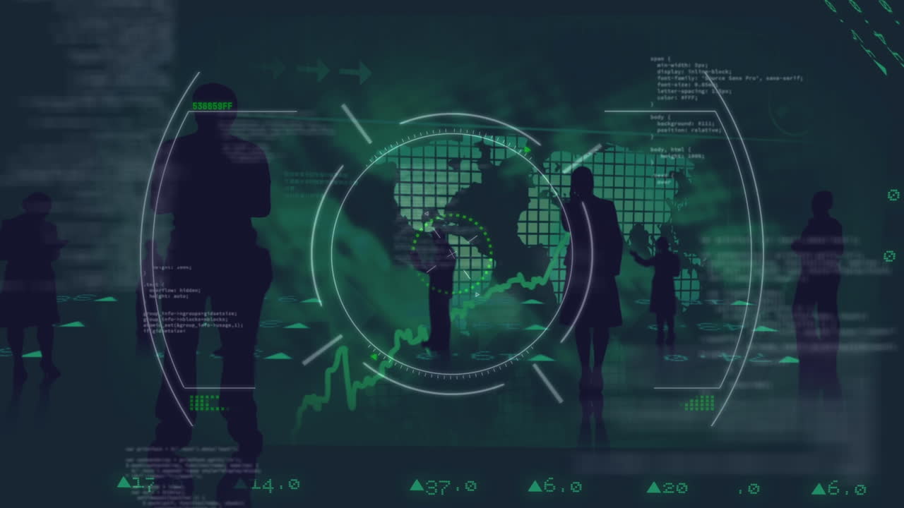 비즈니스 사람들에 대한 데이터 처리의 애니메이션