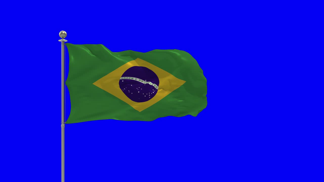 ilustración 3d de la bandera ondeando en un poste con llave de croma