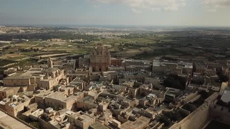 Aerial-views-of-the-medieval-city-of-Mdina,-Malta,-Europe