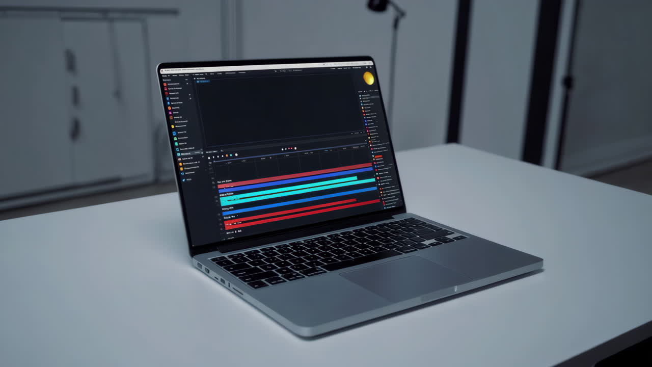 Laptop Editing Video with Software