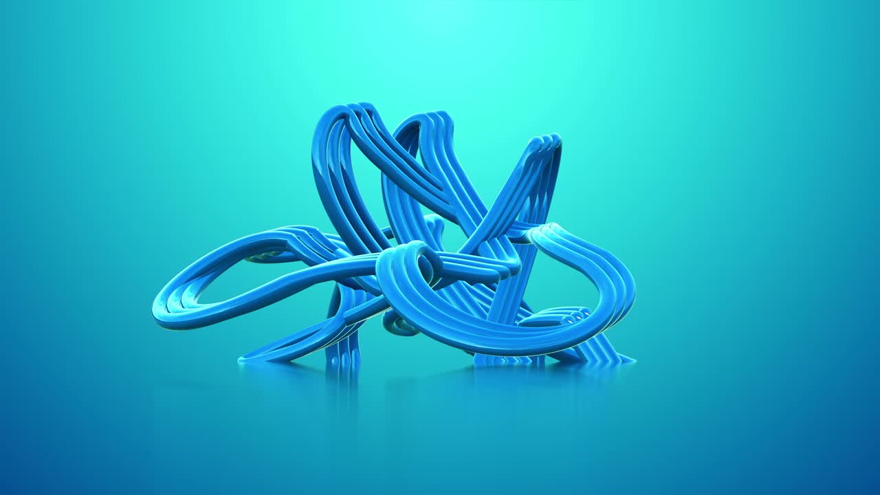 formas abstractas dinámicas líneas curva, reflejo de movimiento de onda gradiente simple fondo azul, bucle de animación de video 4k uhd 3d