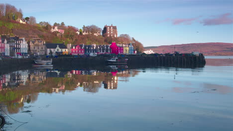 tracking shot of tobermory in scotland