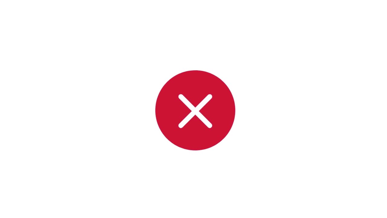 Cross or cancel icon on white background. 4K animation.