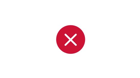 cruz o cancelar el icono en fondo blanco. animación 4k.