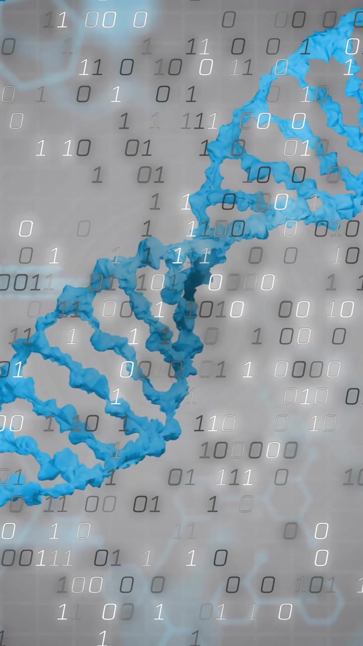 Animation of dna strands and binary coding digital data processing