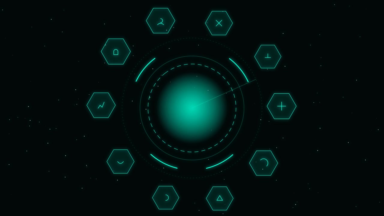 Futuristic Digital Radar Interface with Rotating Scanning Beam