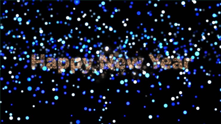 Animation of happy new year text and fireworks