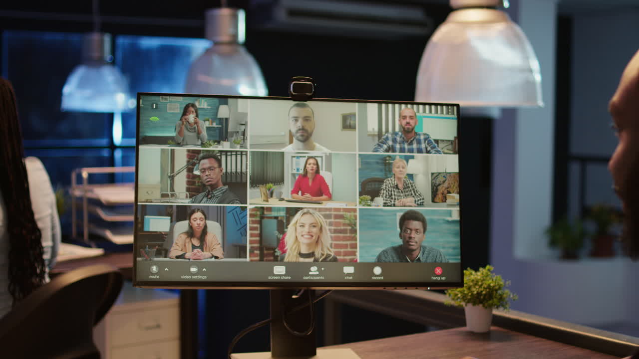 Man participates in a video conference call