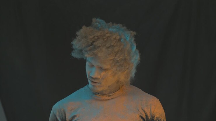 Man in Color Powder Explosion Slow Motion