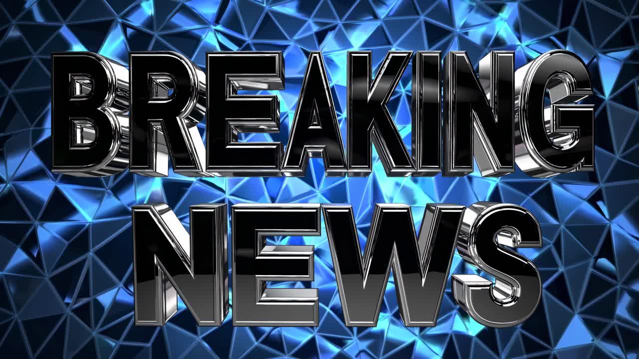 Dynamic video concept with bold 'Breaking News' text on a geometric blue background