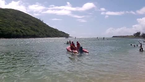 life savers in action on the beach