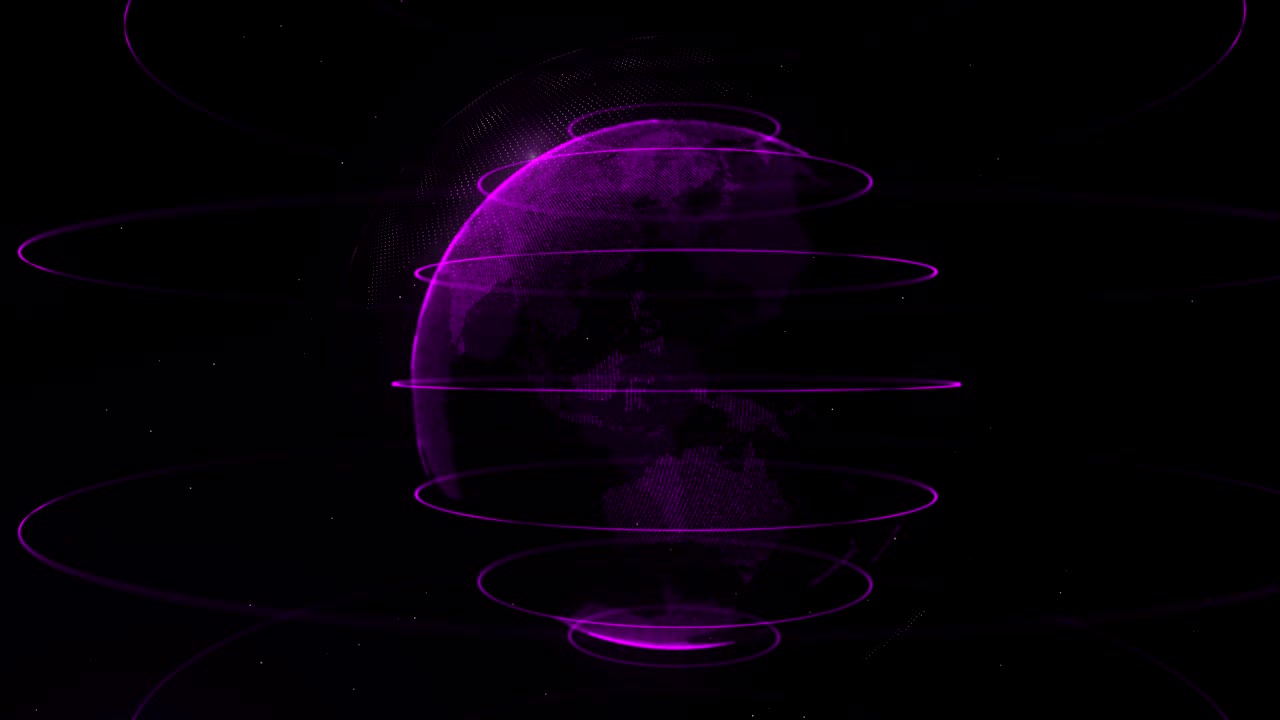 Abstract sphere. Connected violet dots with lines. Globalization interface. Dots accumulation. Close up video. Moving planet. 4K.