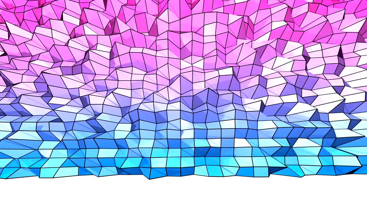 4k limpio bajo poli fondo animado en bucle. animación 3d sin costuras en estilo geométrico moderno con colores de gradiente modernos. fondo creativo simple. colores de gradientes rojos azules 3