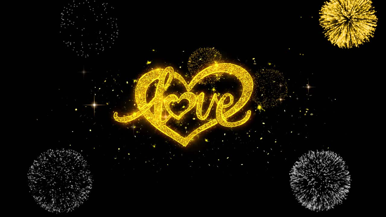 Golden Love Fireworks Heart