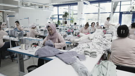 clothing factory workers at work