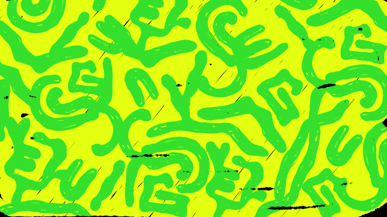 Dynamic Yellow and Green Doodle Pattern Animation