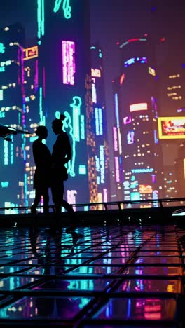 two women in a cyberpunk city