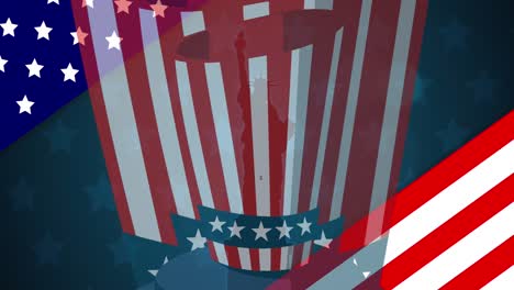 Animation-Eines-Hutes-In-Den-Farben-Der-US-Flagge-über-Den-Flaggen-Der-USA