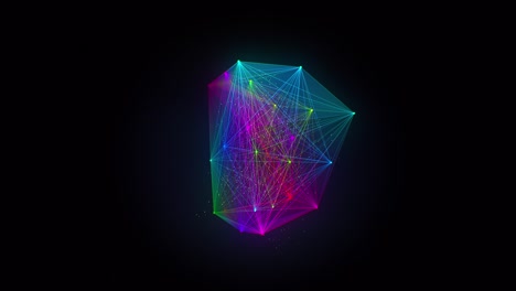 abstracto colorido estructura de plexo forma animación 3d. formas digitales y científicas para visualizar datos. realidad virtual. carga de hologramas. nave espacial comando post interfaz futurista. bucle sin costuras