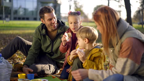 family enjoying a picnic in the park