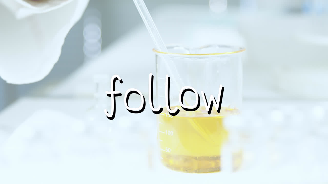 실험실의 과학자에 대한 후속 텍스트의 애니메이션