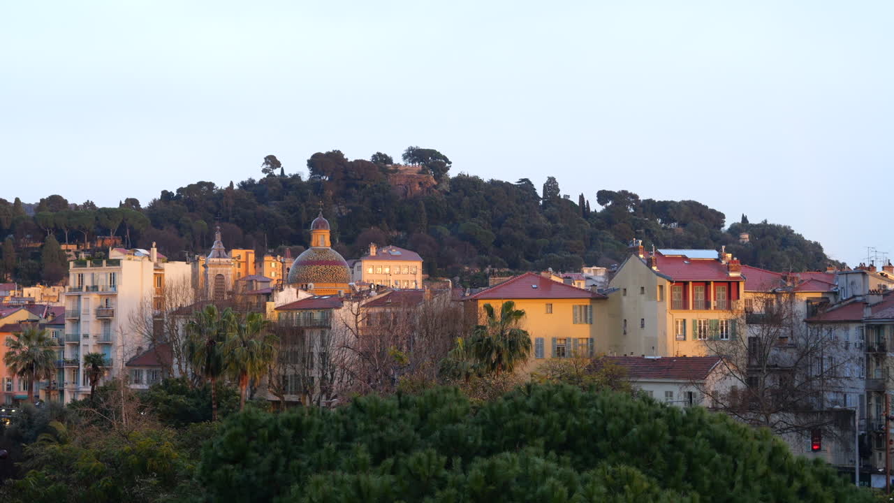 Old Town Of Nice During A Sunny Day In France. Static Shot