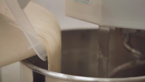 closeup view of pouring dough into electric mixer