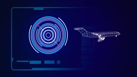 Animation-of-3d-airplane-drawing-with-scope-scanning-and-data-processing