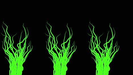 abstract green trees on black background