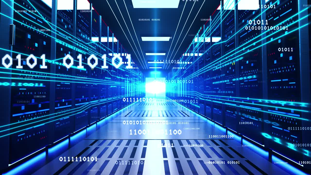 4k digital cyberspace and digital data network connections loop background transfer digital data