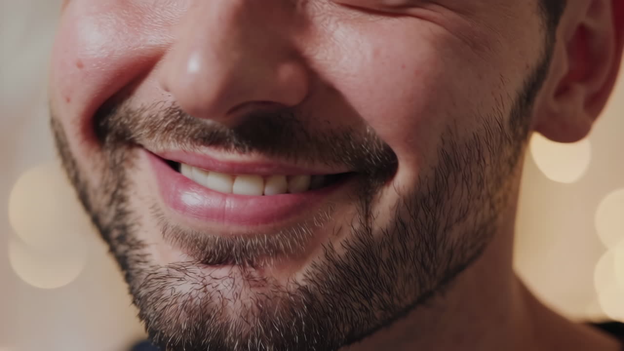 웃는 남자의 클로즈업