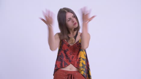 una hermosa mujer hipster.