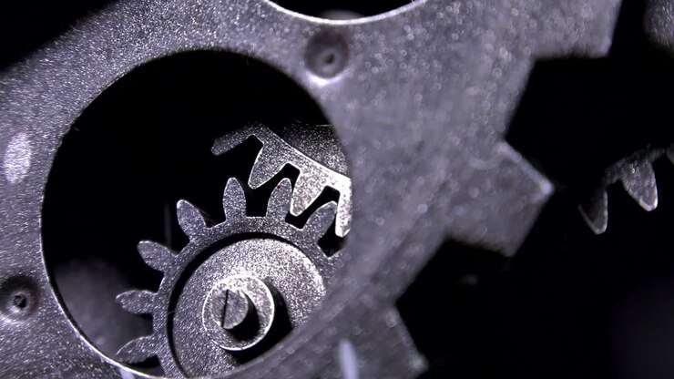 Grunge astratto, ingranaggi di orologio sporchi e arrugginiti. Concetto industriale e aziendale