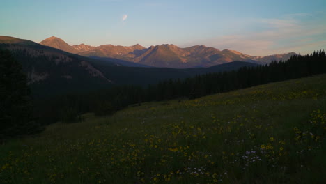 high mountains in the breckenridge illuminated by the setting sun