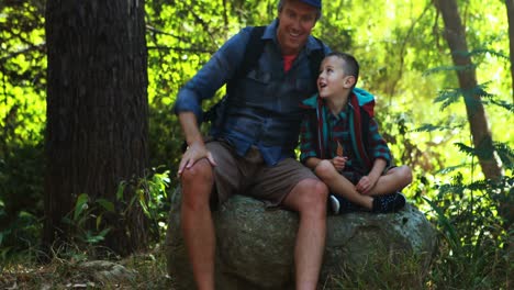 Padre-E-Hijo-Mirando-La-Naturaleza-En-El-Parque