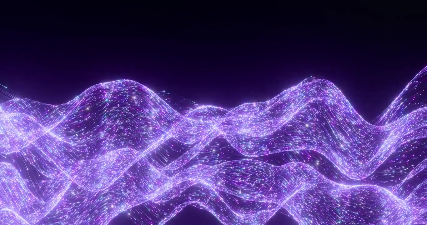 Abstract Purple Energy Wave Background with Glowing Particles