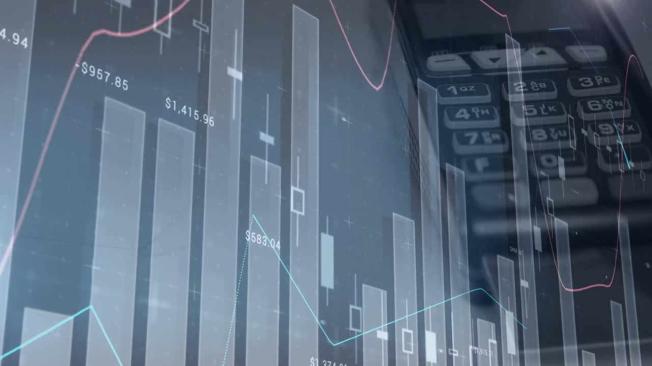 Animasjon av statistikk og databehandling over betalingsterminal